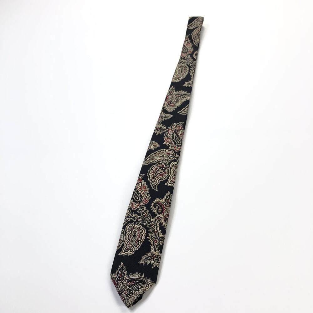 Brooks Brothers All Silk Paisley Neck Tie 58 Inch Black Red PLS READ